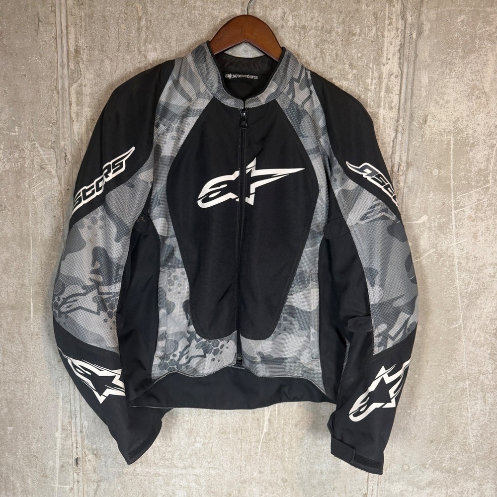 Alpinestars Sniper Air Flo Motorcycle Jacket Mens Small Black Grey Camo Mesh S
